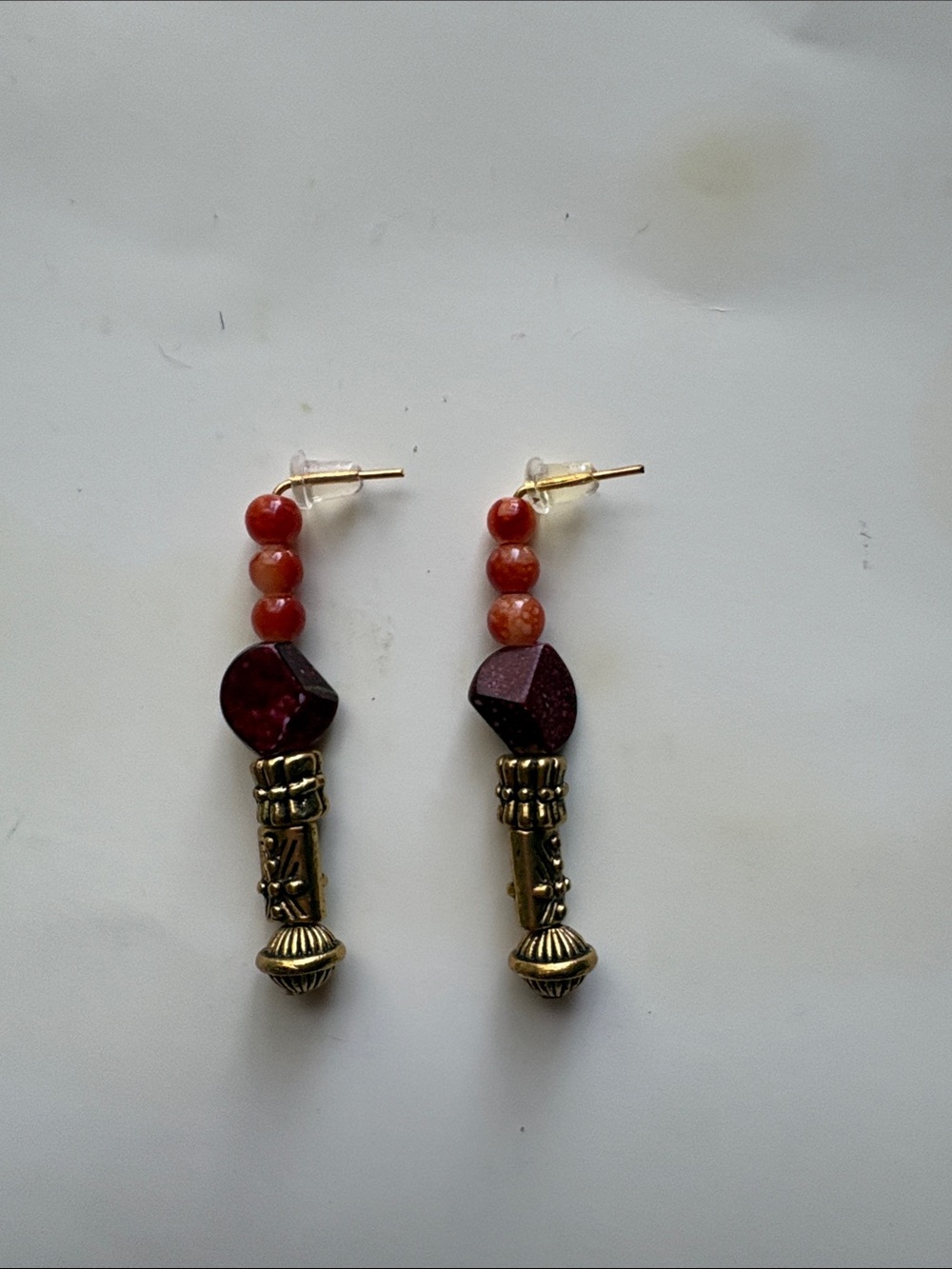Handcrafted Red Beaded Drop Earrings - Women Jewelry